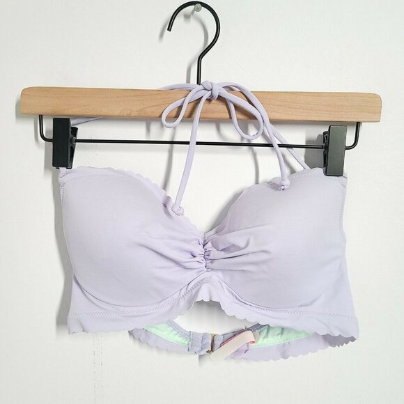 Victoria's Secret Scalloped Getaway Halter Bikini Top Lilac Light Purple 34C - Picture 2 of 5